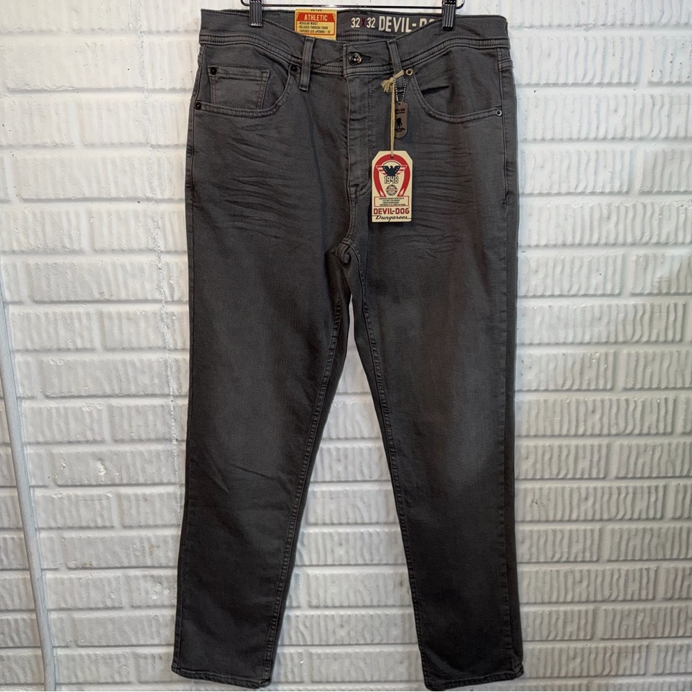 Devil-Dog Men’s Denim Jeans – Athletic Fit | 32x32 | NWT Gray Colorway